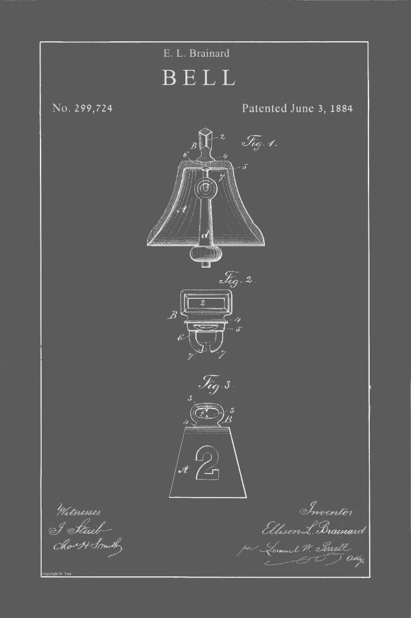 Vintage Bell Patent Drawing by Vintage Pix