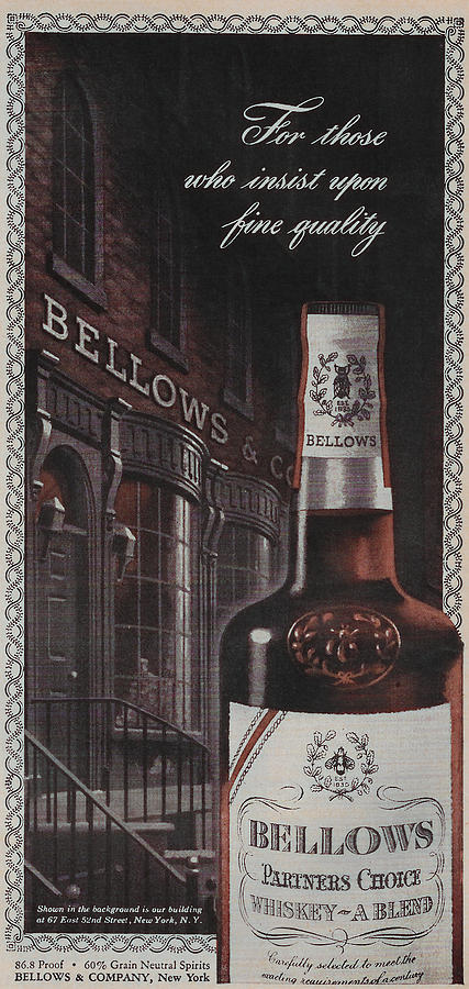 Vintage Bellows Whiskey ad 1949 Mixed Media by James Smullins