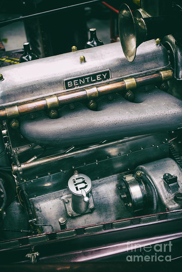 Vintage Photograph - Vintage Bentley Engine by Tim Gainey