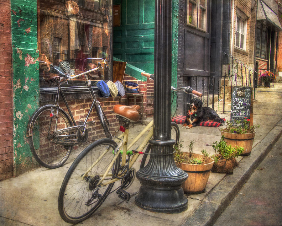 Vintage Bicycles - Boston North End Scenes Photograph by Joann Vitali