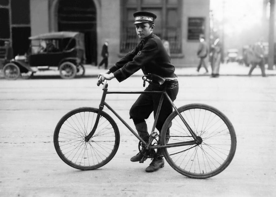 Vintage Bike Messenger - Alabama - 1914 Photograph by War Is Hell Store