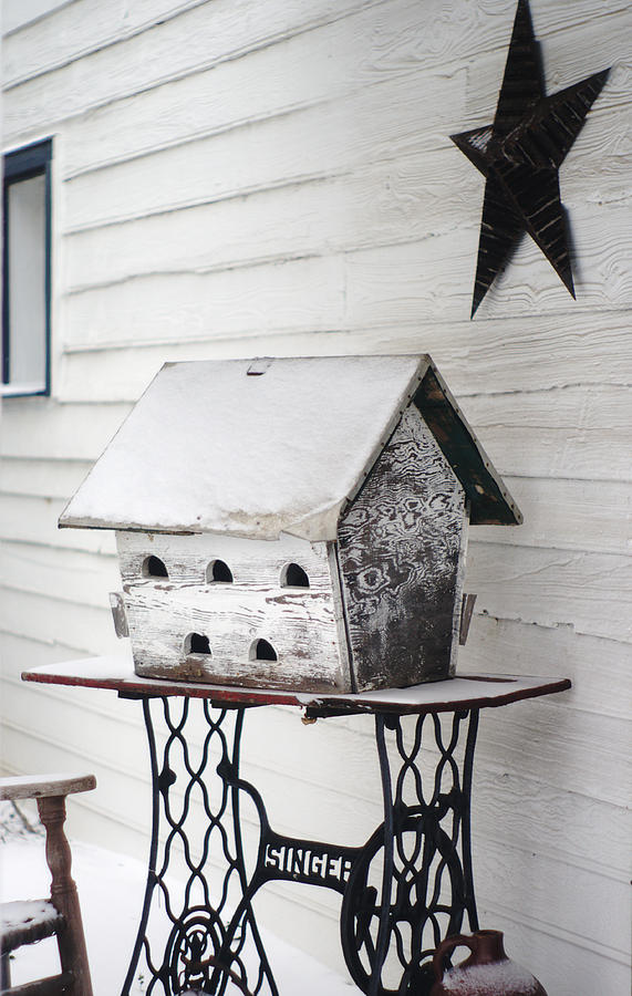 Vintage Martin Birdhouse In The Snow Photograph by Suzanne Powers