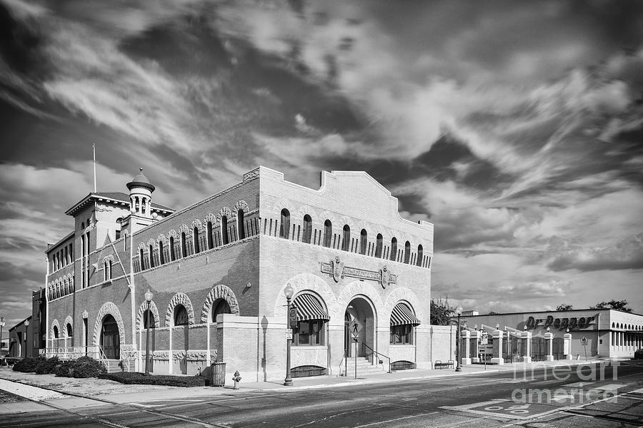 Vintage Black and White Photograph of the Dr. Pepper Museum in Downtown Waco - Central Texas Photograph by Silvio Ligutti