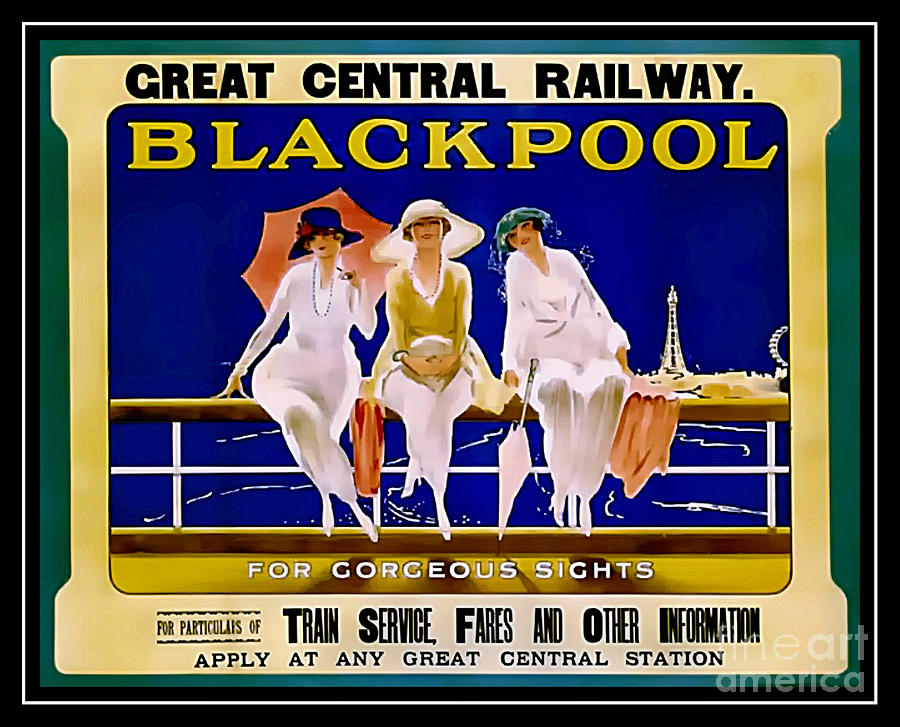 Vintage Blackpool - Railway Travel Poster Digital Art by Ian Gledhill