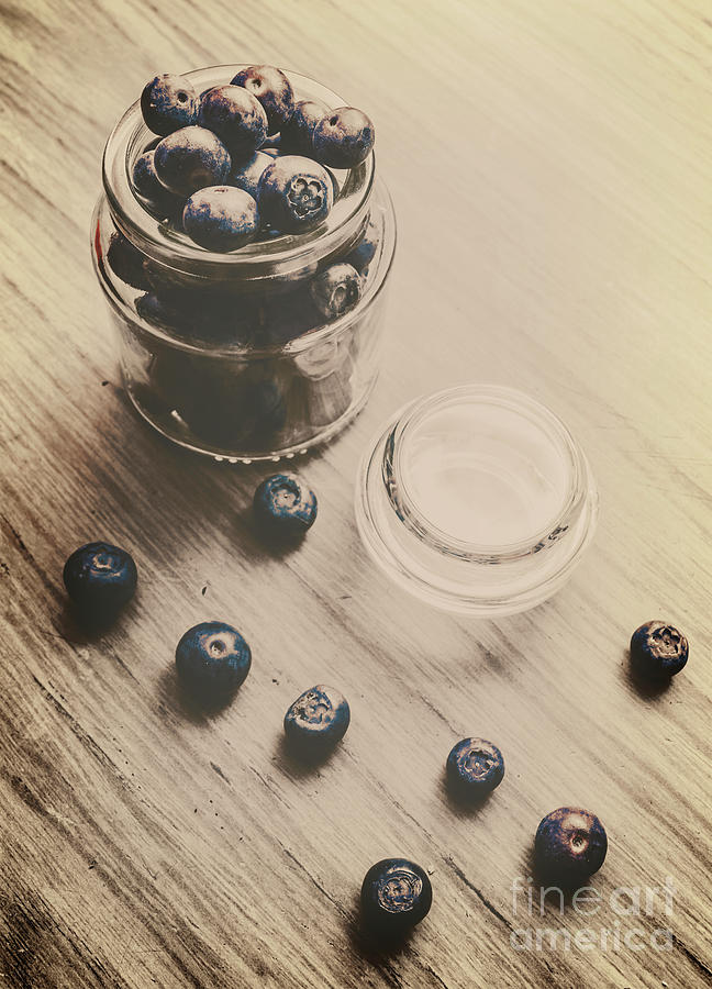 Jar Photograph - Vintage blueberries by Jorgo Photography