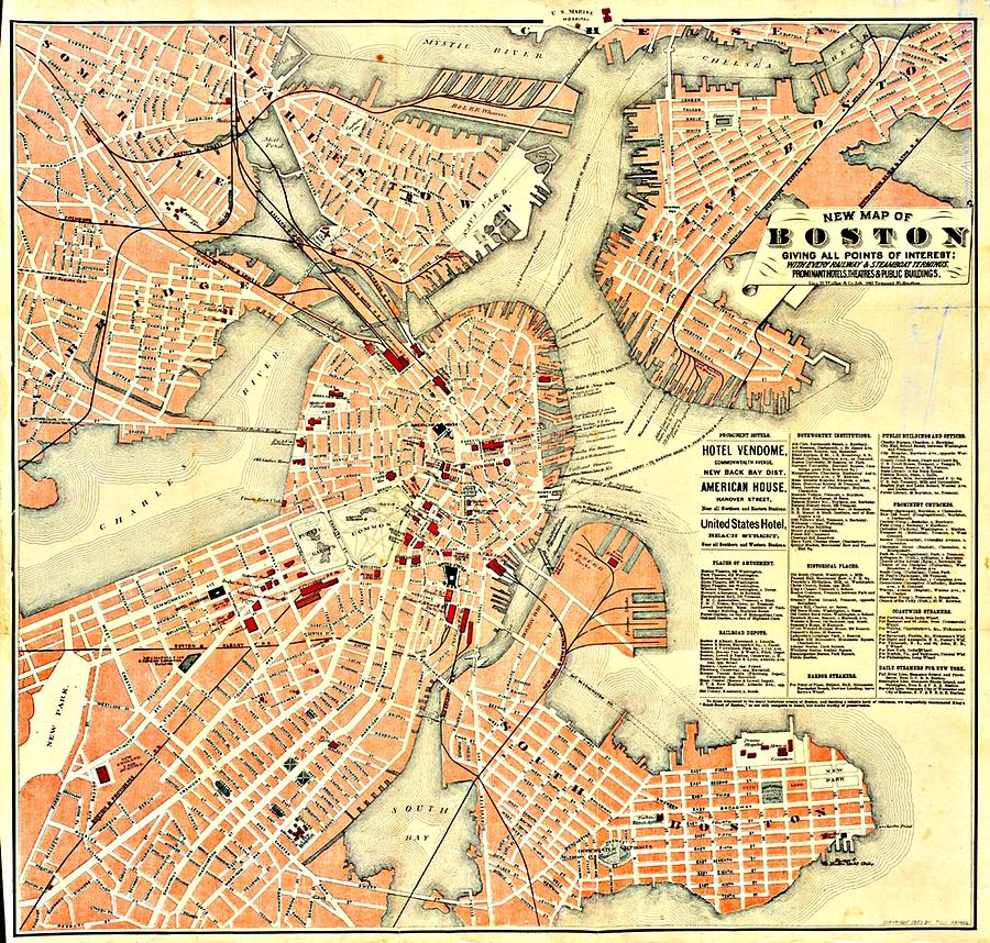 United States of America 14x11 Vintage Map New England MASSACHUSETTS Map from 1950s Gift for Traveler Boston Vintage Travel Decor