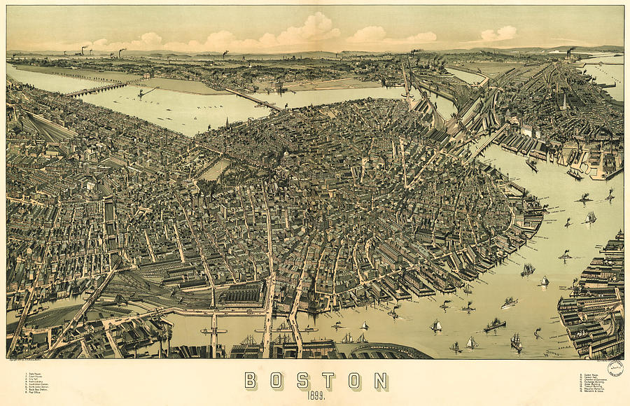 Vintage Boston Map 1899 Digital Art by Bill Cannon