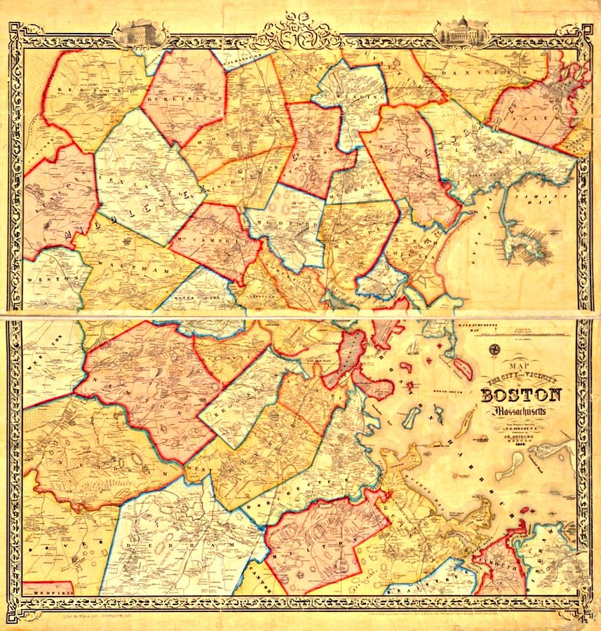 Vintage Digital Art - Vintage Boston Map 8 by Vintage Boston Maps