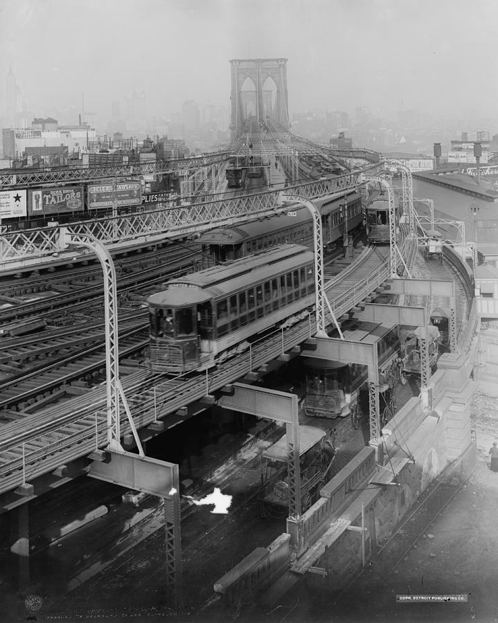 Vintage Brooklyn Bridge Railway Photograph Photograph by ...