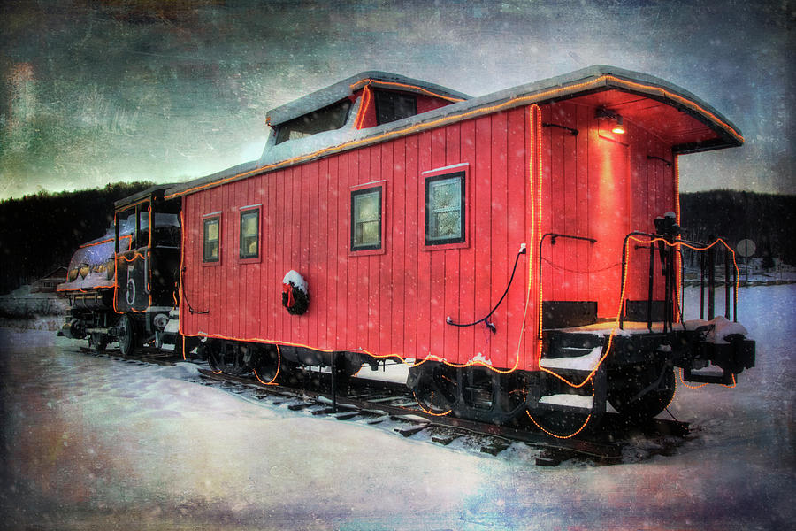 Vintage Caboose - Winter Train Photograph by Joann Vitali