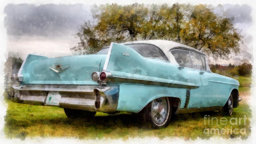 Vintage Photograph - Vintage Cadillac Watercolor by Edward Fielding