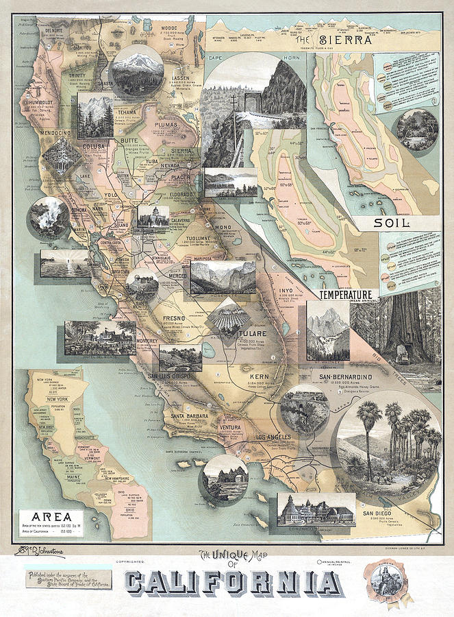 Vintage California Map Digital Art by Lisa Redfern