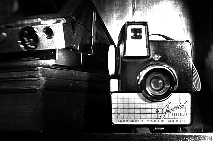 Camera Photograph - Vintage Cameras in Black and White by A R Williams