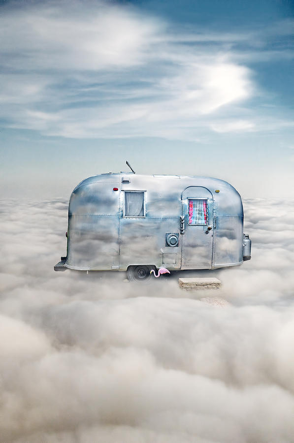 Vintage Camping Trailer in the Clouds Photograph by Jill Battaglia