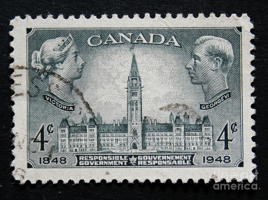 Vintage Canadian postage stamp with Victoria and George Photograph by Patricia Hofmeester