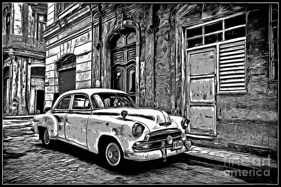 Vintage Car Graphic Novel Style Digital Art