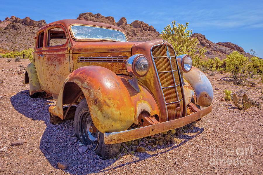 Vintage Car in the Desert HDR Photograph by Edward Fielding