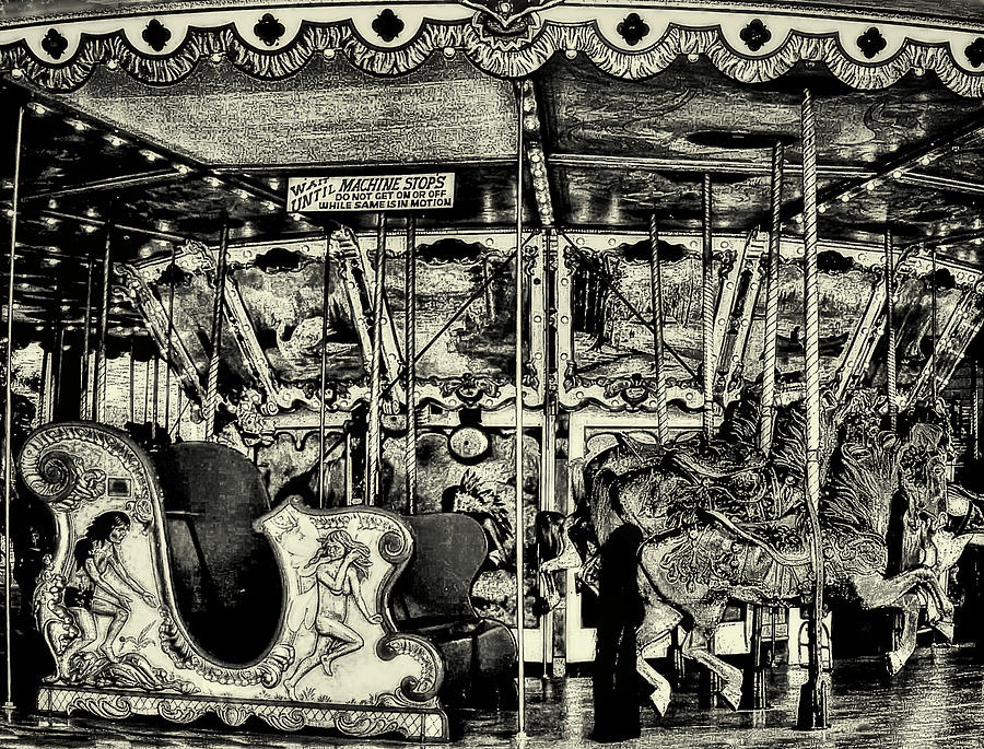 Vintage Carousel B W Photograph by Joseph Hollingsworth