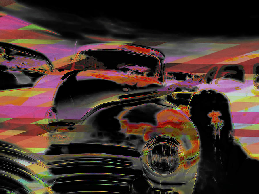 Vintage Cars Abstract  Digital Art by Cathy Anderson