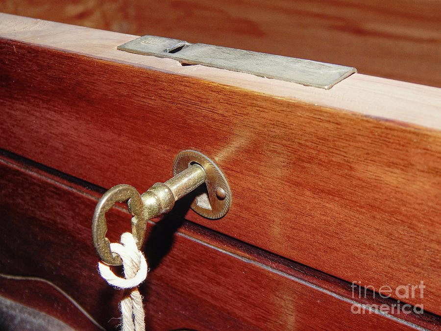 Vintage Cedar Chest And Key Photograph by Phil Perkins