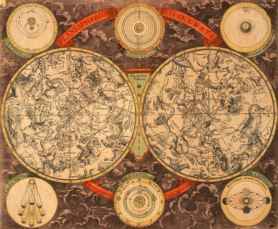 Vintage Celestial Map 1700 Photograph by Andrew Fare