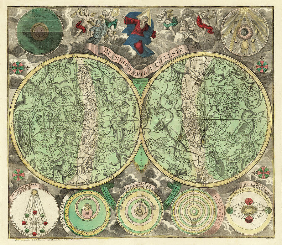 Vintage Celestial Map 1748 Photograph by Andrew Fare