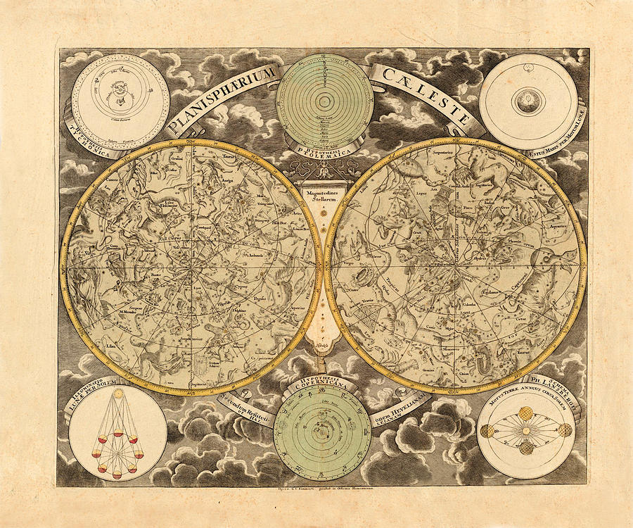 Vintage Celestial Map 1750 Photograph by Andrew Fare