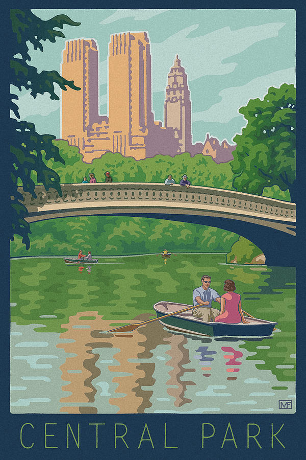 Bow Bridge Digital Art - Vintage Central Park by Mitch Frey