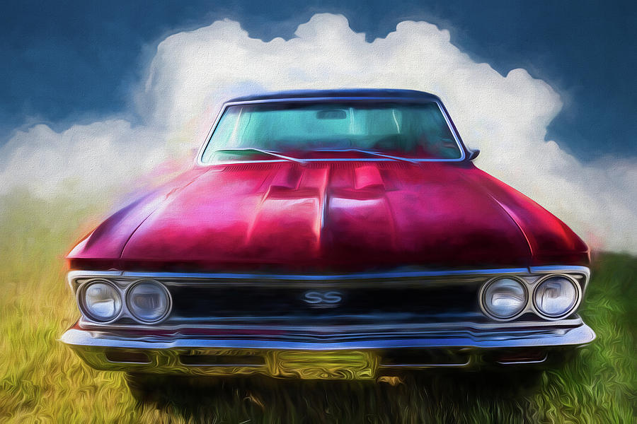 Vintage Chevy Chevelle Super Sport Watercolor Painting Photograph by Debra and Dave Vanderlaan