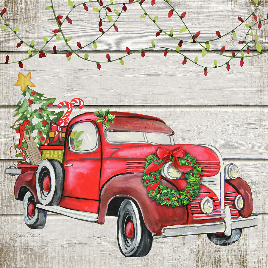 Vintage Christmas Truck-B Painting by Jean Plout