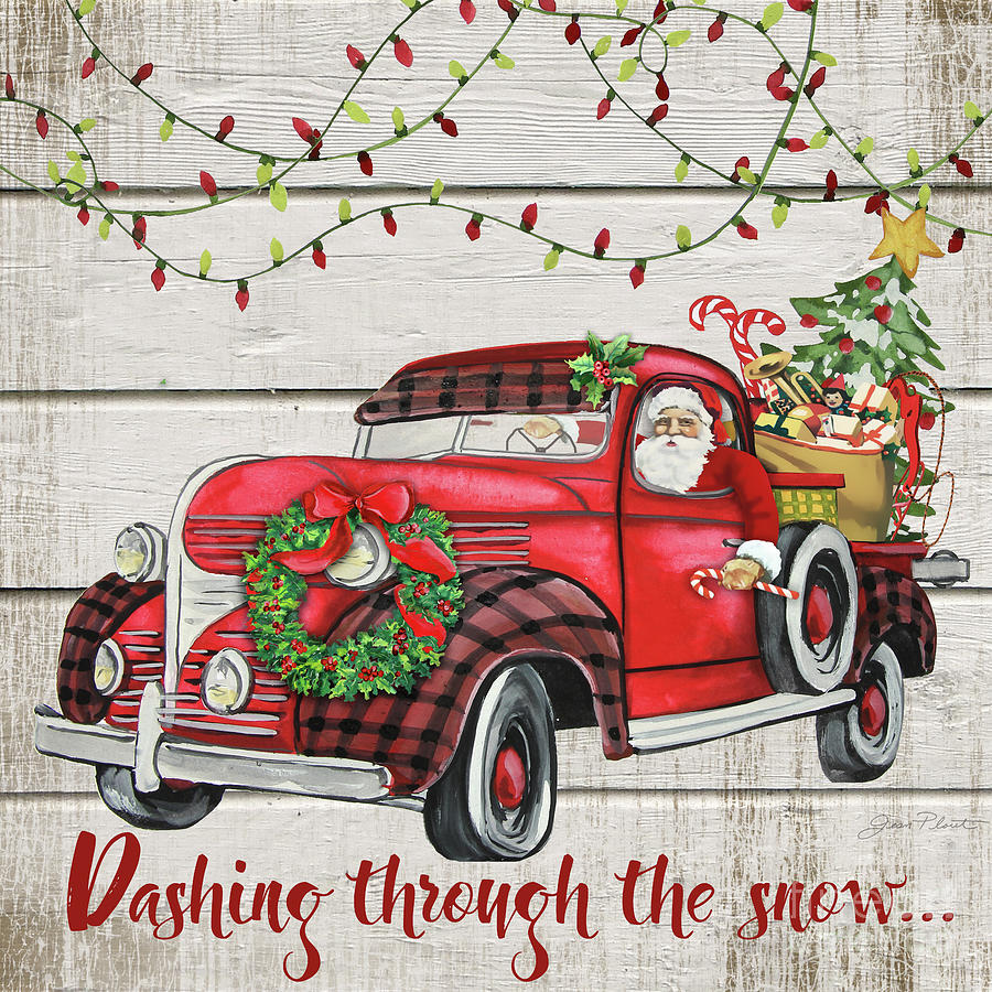 Vintage Christmas Truck-D Painting by Jean Plout