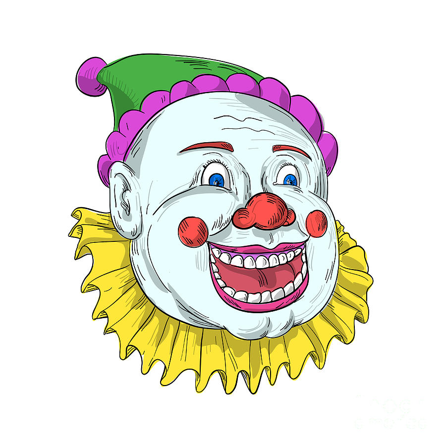 Vintage Circus Clown Smiling Drawing Digital Art by Aloysius Patrimonio