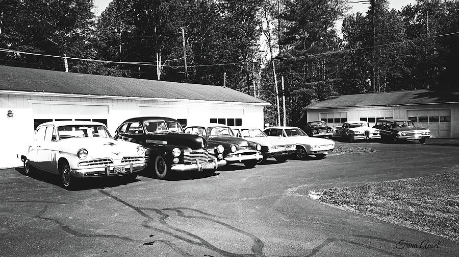 Vintage Classic Cars in Black and White Photograph by Trina Ansel