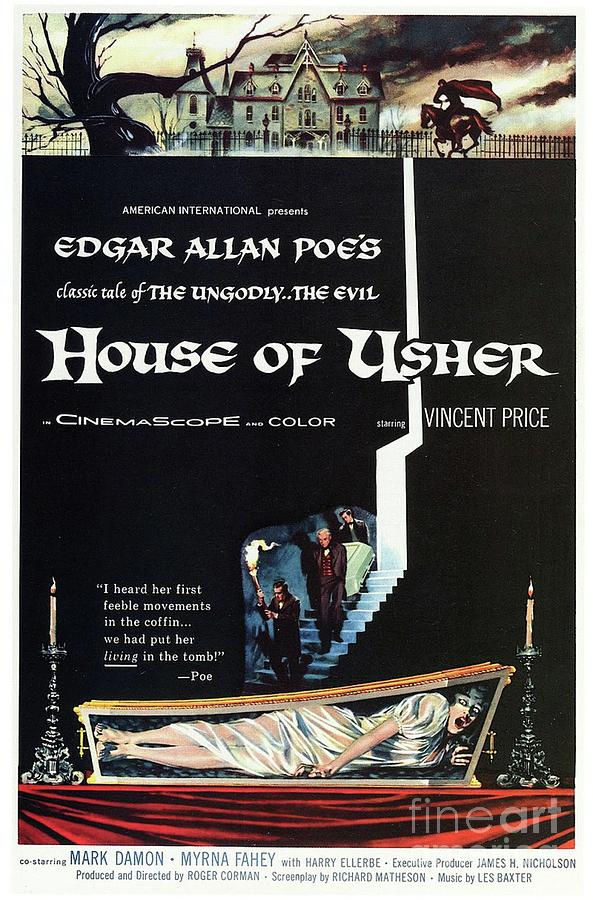 Vintage Painting - Vintage Classic Movie Posters, House of Usher by Esoterica Art Agency