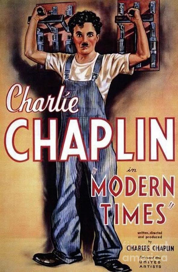 PLAQUE ALU REPRODUISANT UNE AFFICHE CINEMA MODERN TIMES CHARLI CHAPLIN CHARLOT 