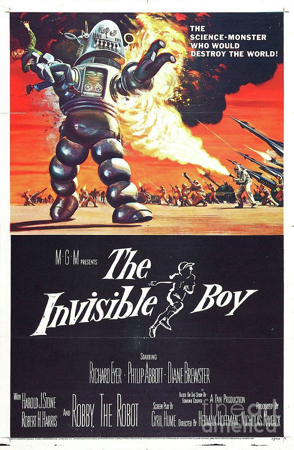 Vintage Painting - Vintage Classic Movie Posters, The Invisible Boy by Esoterica Art Agency