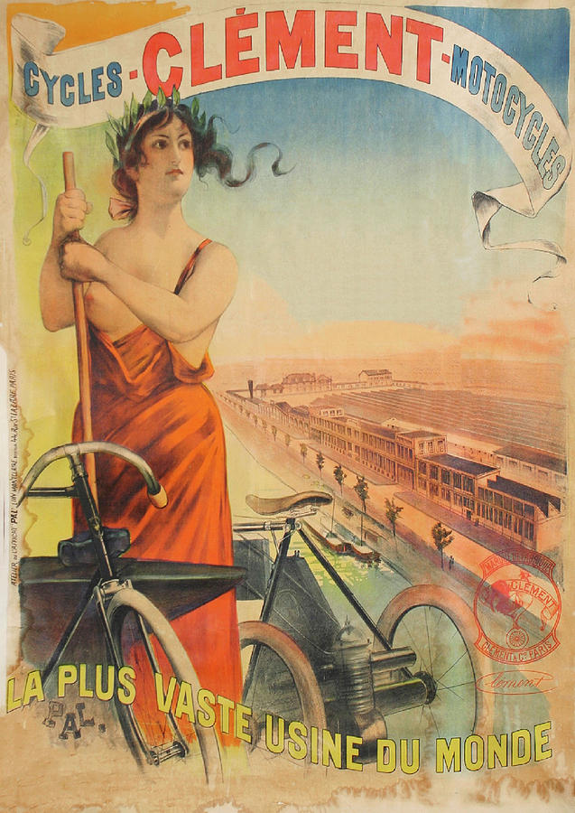 Vintage - Clement Motorcycles Poster  Digital Art by Bill Cannon