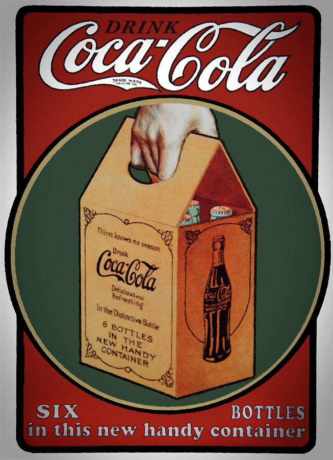 Vintage Coca Cola Original 6 pack Mixed Media by David Millenheft