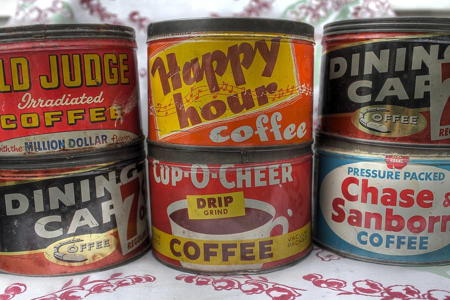 Coffee Photograph - Vintage Coffee Cans by Jane Linders