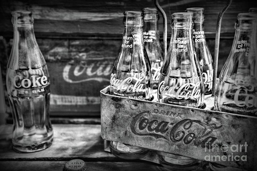 Vintage Coke Metal Six Pack Carrier in black and white Photograph by Paul Ward