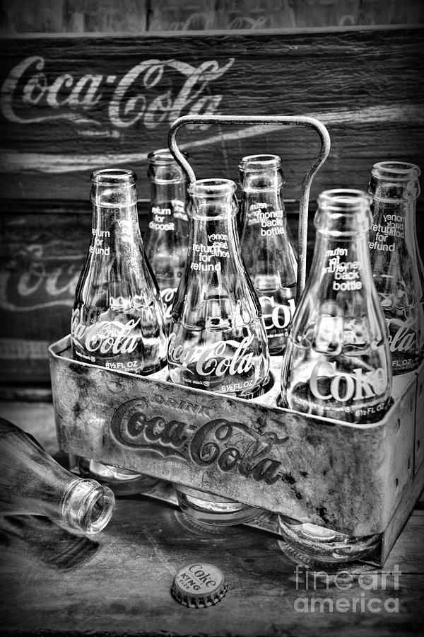 Vintage Coke Six Pack Carrier in black and white Photograph by Paul Ward