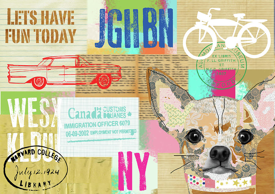 Vintage Collage Chihuahua Mixed Media by Claudia Schoen