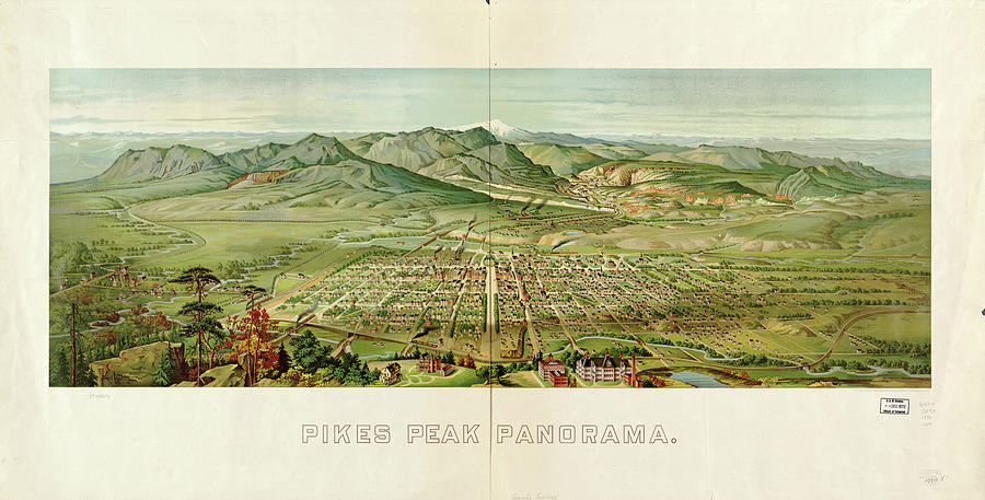 Vintage Colorado Springs And Pikes Peak Map - 1890 Drawing