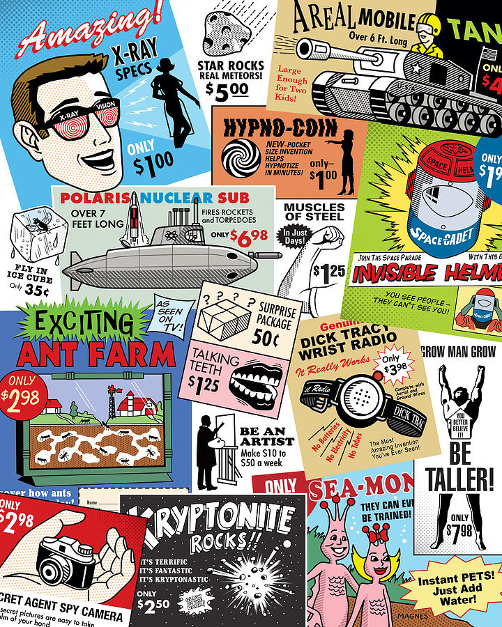 Comic Book Digital Art - Vintage Comic Book Ads by Ron Magnes