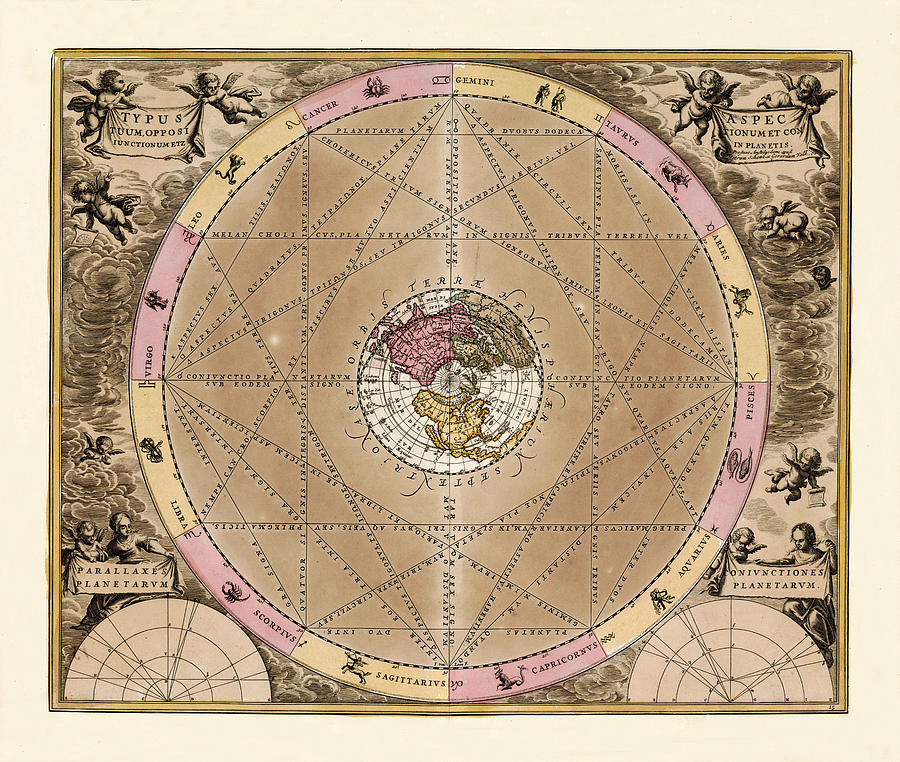 Vintage Constellation Chart 1707 Photograph by Andrew Fare