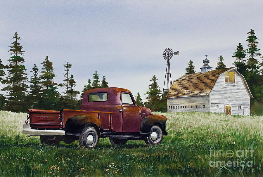 Vintage Country Pickup Painting by James Williamson