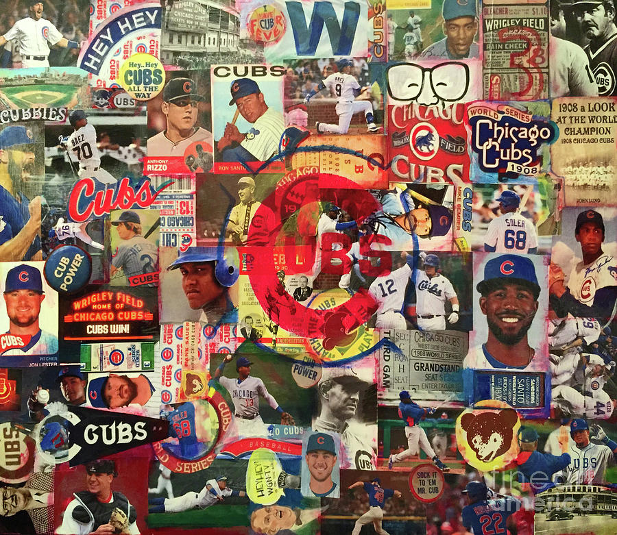 Vintage Cubs Mixed Media by Val Zee McCune