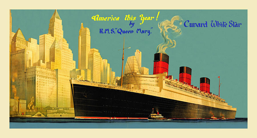 Ship of the Line Vintage Print Ad 1936 Cunard White Star