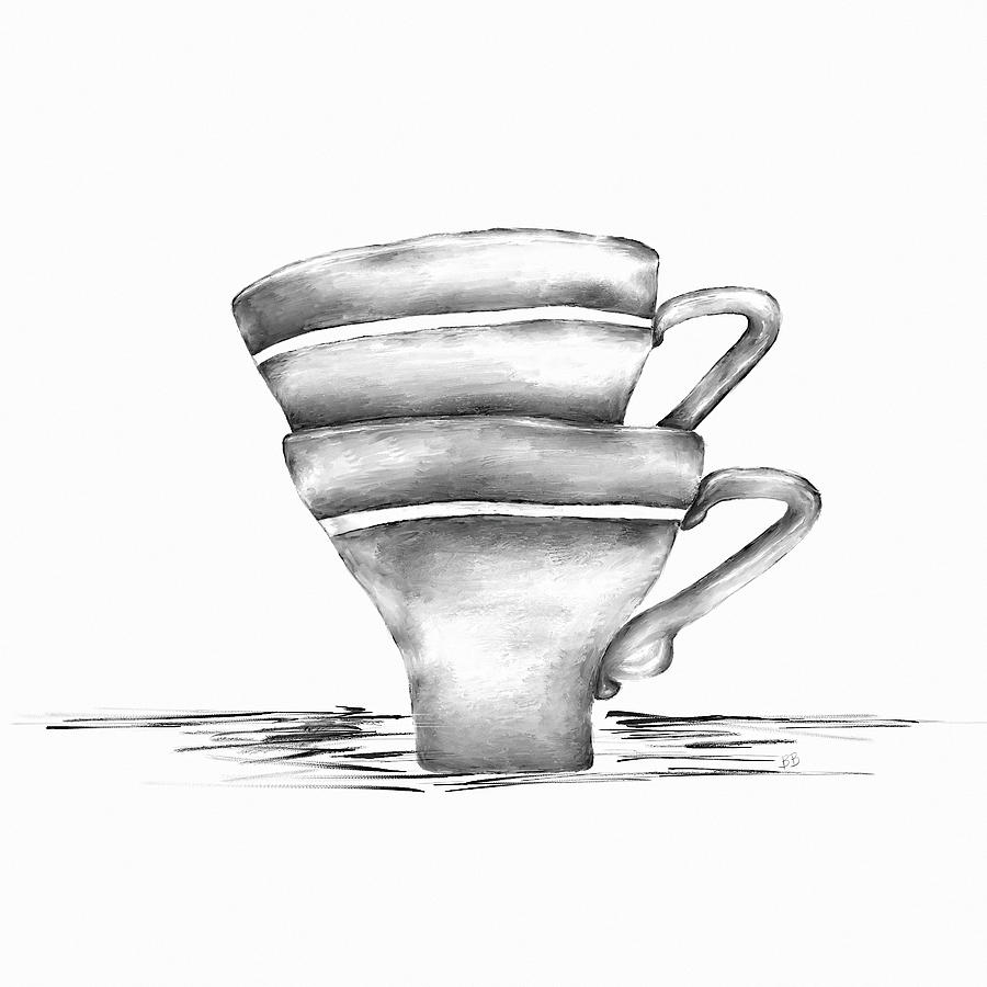 Cup Digital Art - Vintage Cups by Brenda Bryant