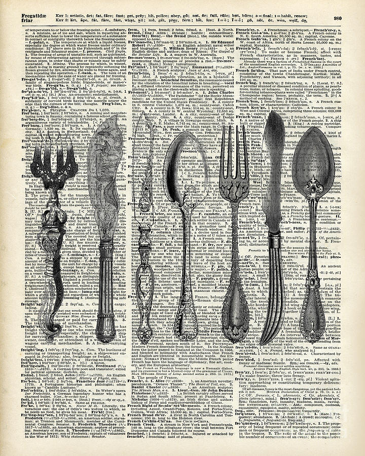 Cutlery Mixed Media - Vintage Cutlery Set by Anna W Cutlery Mixed Media - Vintage Cutlery Set by Anna W